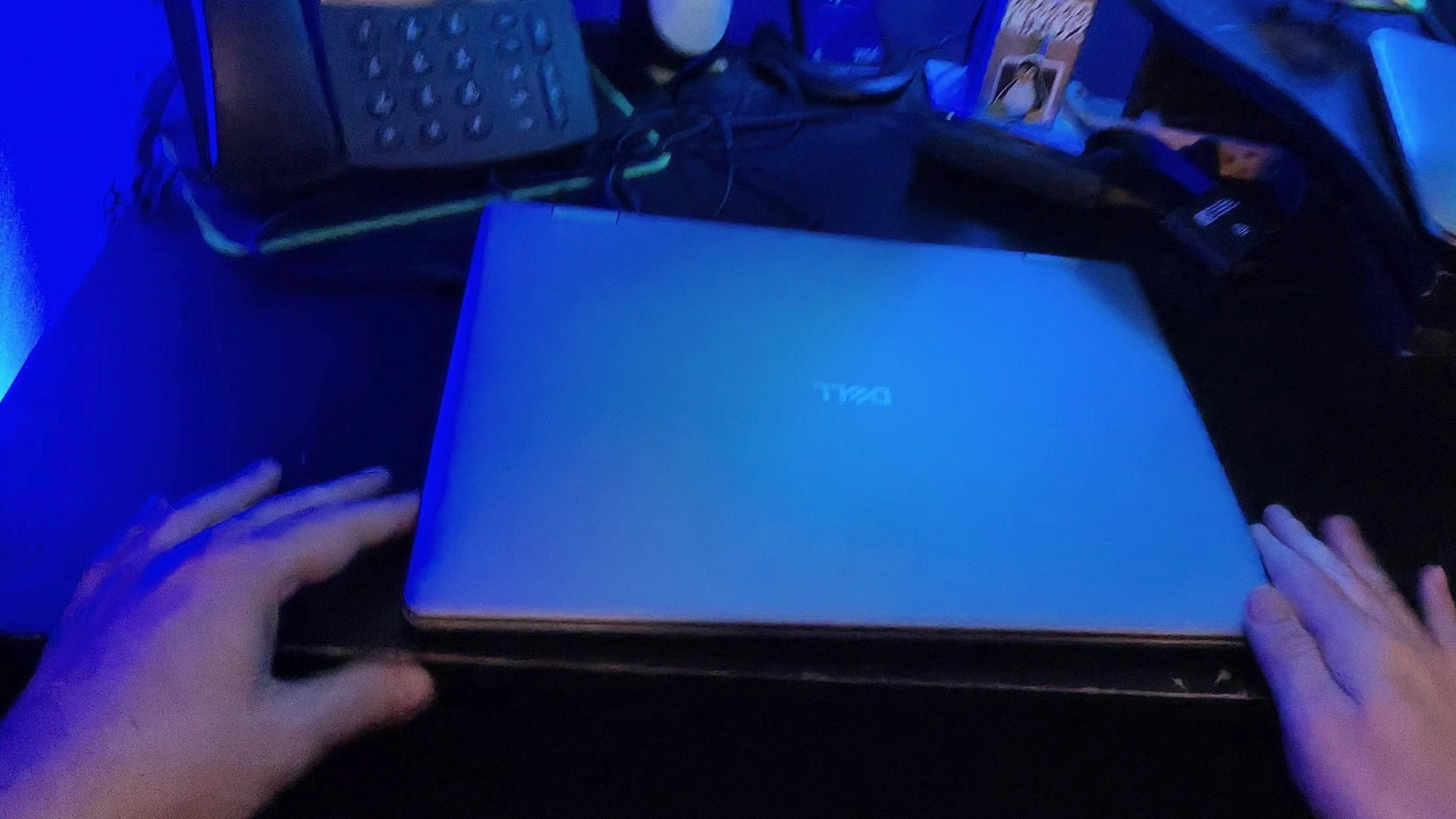 Closed laptop on the bench