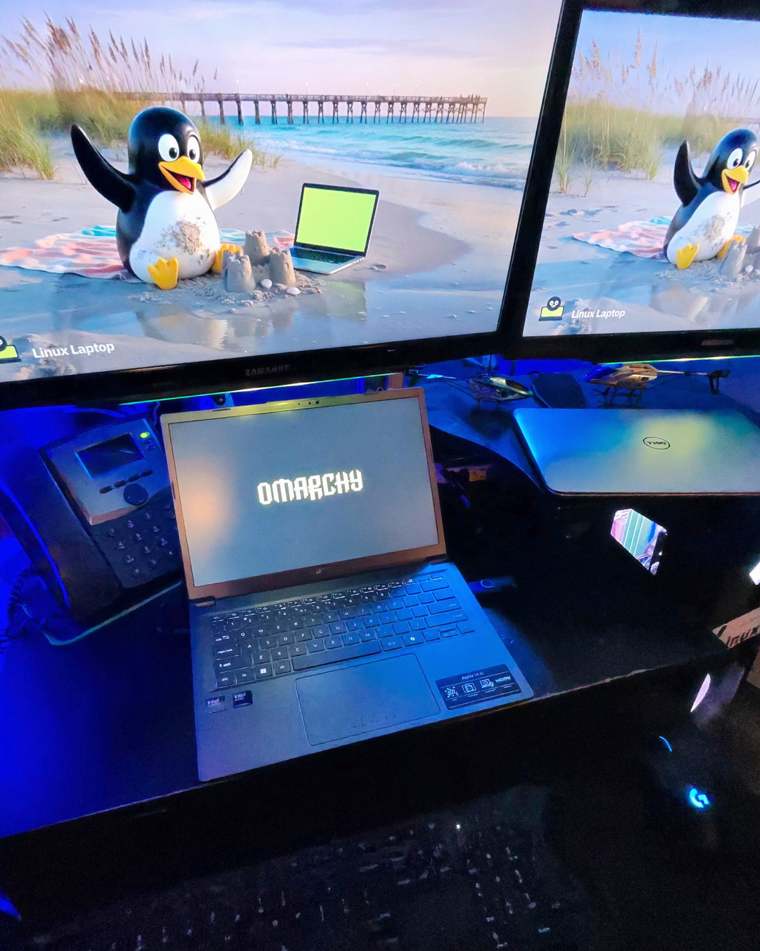 The shop stack: wallpaper and an open laptop