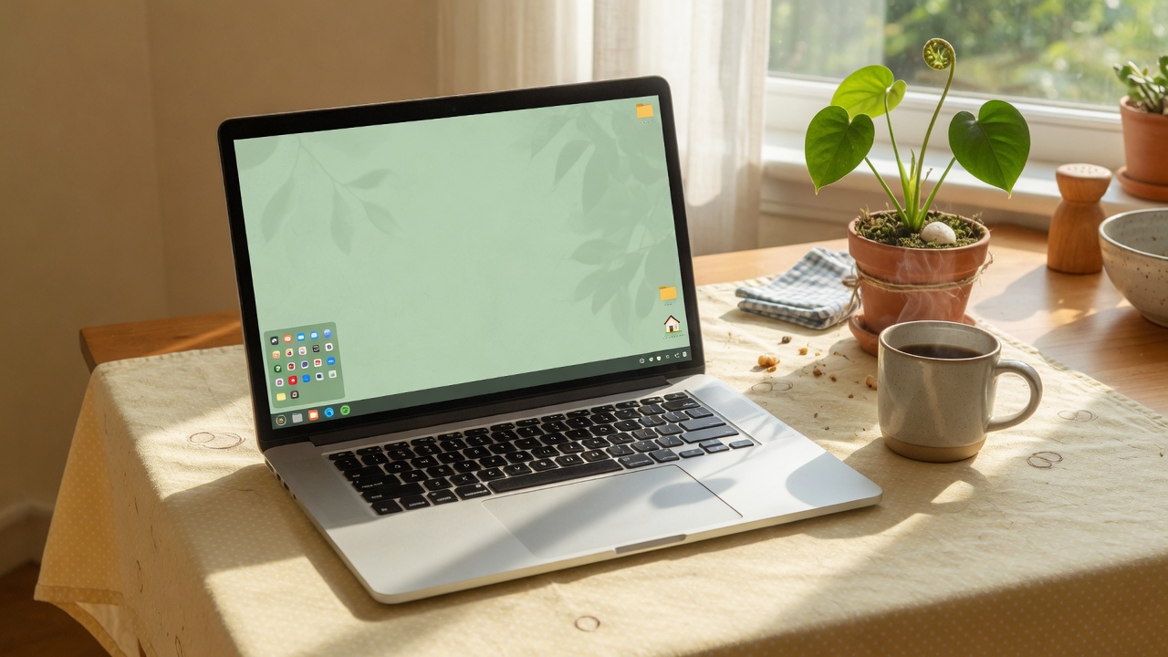 A laptop ready to use with Linux Mint installed