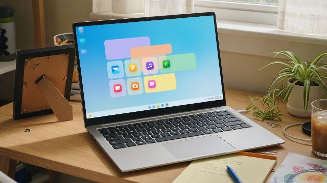 A laptop ready to use with Zorin OS installed