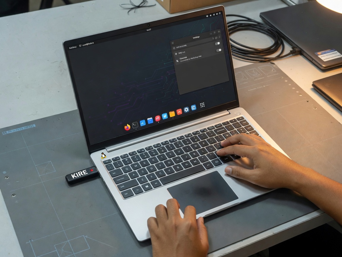 A Linux Laptop Company engineer installing Linux on a new notebook