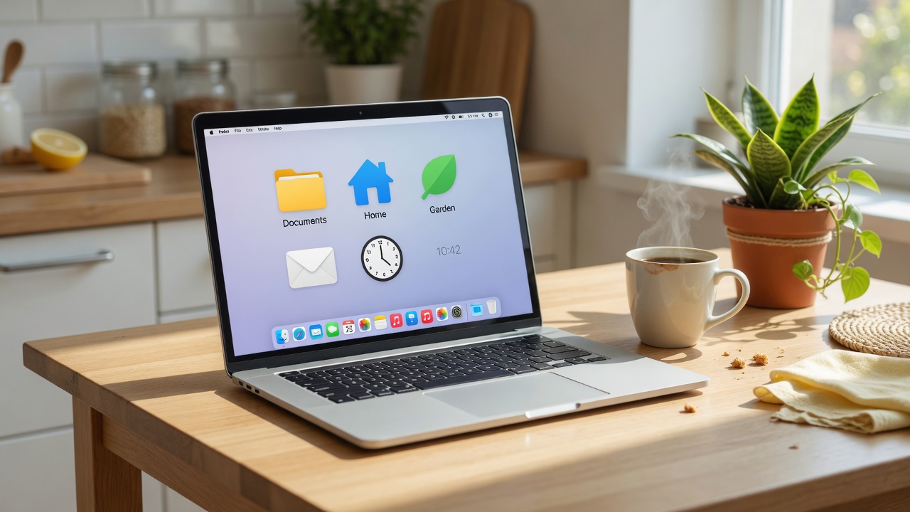 A simple, friendly Linux desktop in a home kitchen