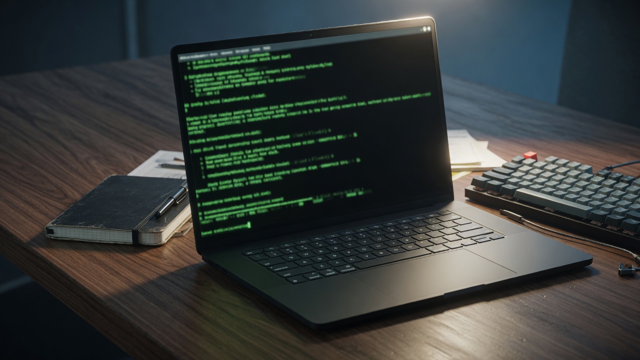 A Linux laptop set up for serious work