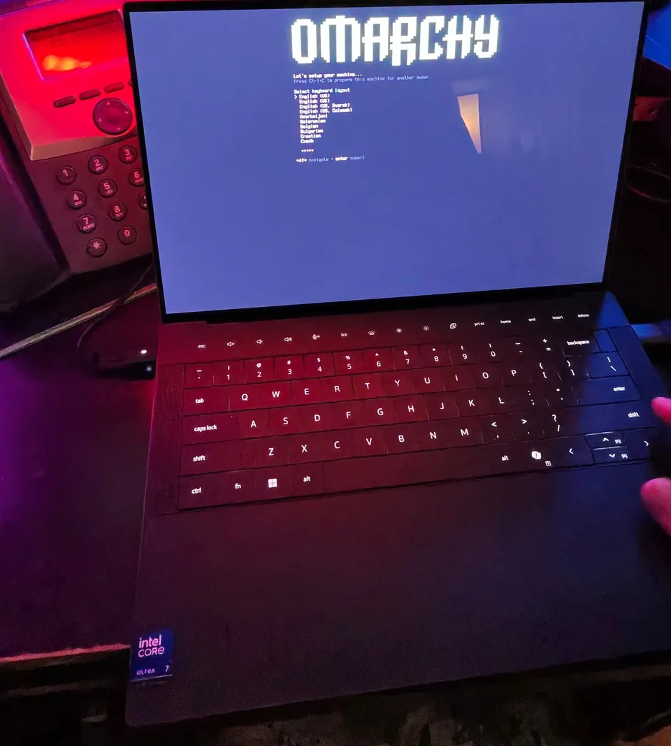 Omarchy installer setup questions on the XPS 14